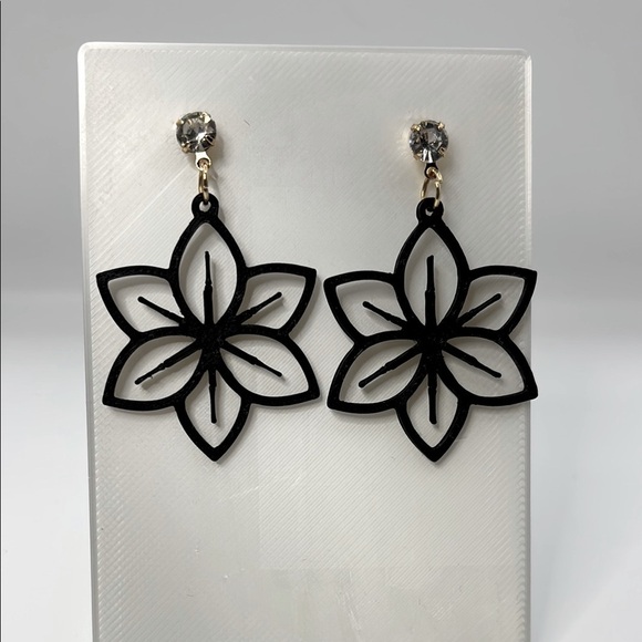 Handmade Jewelry - Black Floral Earrings